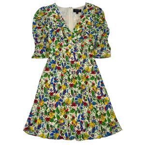 Saloni Colette Mini Dress Women’s Size 2 Lemon Floral Print Bloomcore Wedding